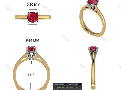 Solitaire Gemstone Ring-3D CAD Model 3D print model