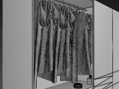 Monaco modern wardrobe with glass doors 3D model