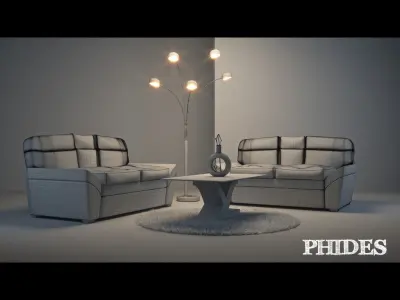 couch scene 1 3D model
