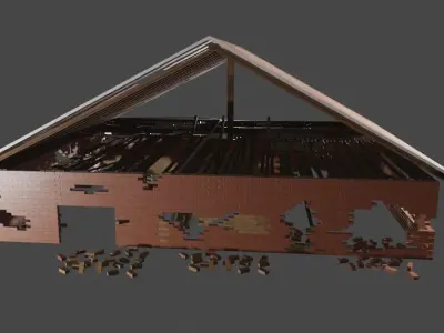 House wooden with pieces 3D model