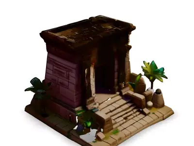 Stylized Egyptian Temple Gate 3D Model Low-poly 3D model