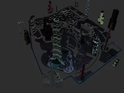 Sci-Fi Burj Khalifa District in Dubai 3D model