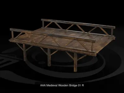AAA Medieval Wooden Bridge Set 01 R 3D Model Pack