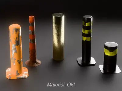 Traffic GameReady Bollards with 2 Materials Low-poly 3D model