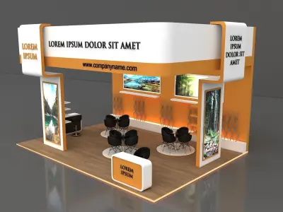 Booth Exhibition Stand Stall 8x6m Height 500 cm 3Side Open 3D model