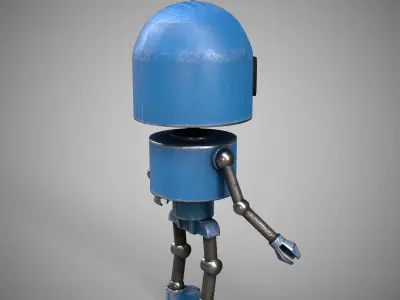 A low-poly 3D modelof a  blue Robot Low-poly 3D model
