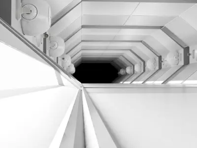 Sci fi Corridor White  Low-poly 3D model