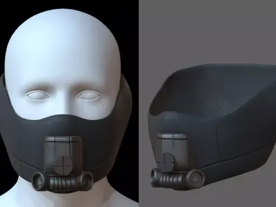 Gas mask helmet 3d model scifi Low-poly  Low-poly 3D model
