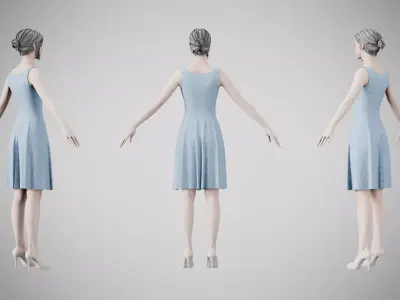 Dress 36 Light Blue Low-poly 3D model