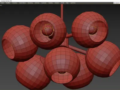 Staggered Glass 9-Light Chandelier - Milk Low-poly 3D model