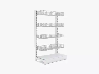 Shelving With Hanging Wire Basket 3D model