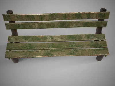 Low-poly 3D model  wooden benchl Free Free low-poly 3D model