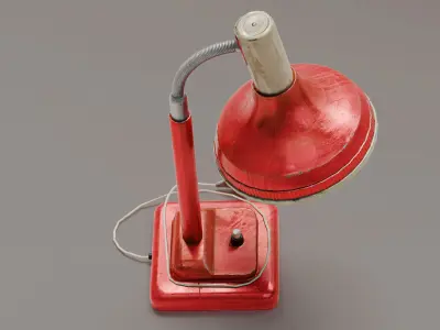 Vintage Red Table Lamp PBR Low-poly 3D model