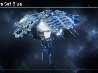 Verdun Space Battle Station Low-poly 3D model