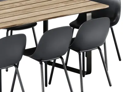 Fiber Outdoor Chair and 70 70 Table by Muuto 3D model