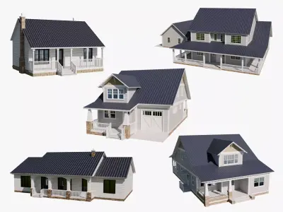 Cottage Houses Collection 1 Low-poly 3D model