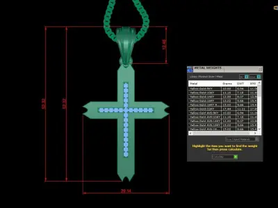 High Cross Pendant Light Gold 18K 4CP010 3D print model