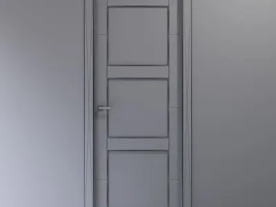 Gray oak interior glass door 3D model