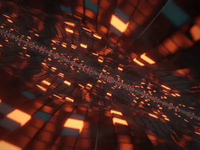 Abstract Scifi Cube Wave 3D model