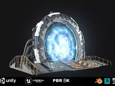 Teleporter space door Low-poly 3D model