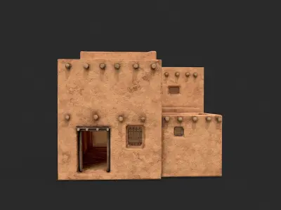 Clay Desert Egypt Village House 5 Low-poly 3D model