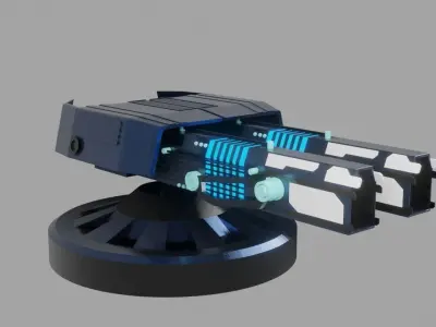 Sci Fi Futuristic Cannon Low-poly 3D model