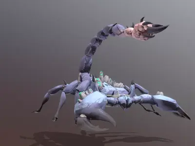 Cyborg Blue Scorpion Threat Roar Fbx Pbr Animated 3D model