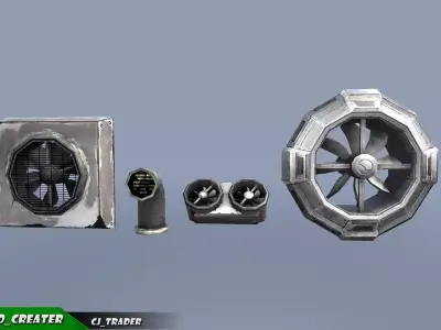 Ventilator Animated Collection Pack Low-poly 3D Model Low-poly 3D model