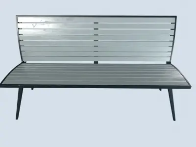 Street bench low poly pbr game ready Low-poly 3D model 3
