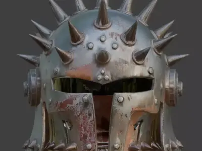 Wasteland Spiked Great-Helm 3D Model Low-poly 3D model