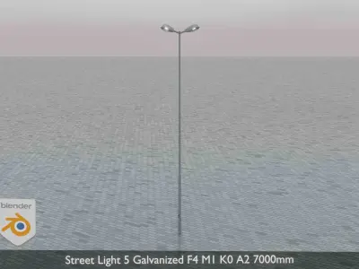 Street Light 5 Galvanized F4 M1 K0 A2 7000mm Low-poly 3D model