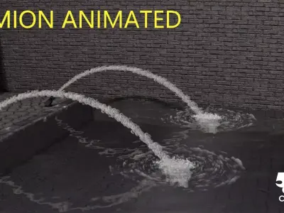 LUMION ANIMATED FOUNTAIN  jet arc fountain LOW ANGLE FLOW FROTH 3D model