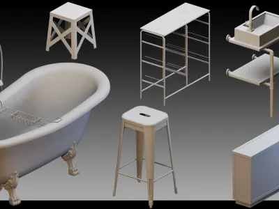 96 Interior Objects- Vol 02- High detail 3d models 3D model