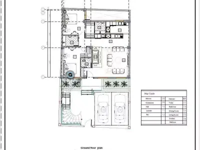 Modern Residential Ground Floor Plan with Parking Free 3D model