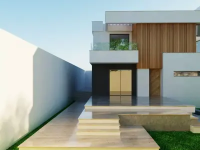 3D Model  Modern Two-Story House Low-poly 3D model