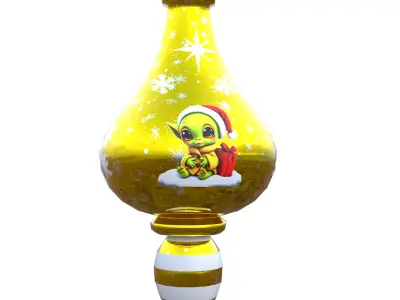 Charming Baby Holiday Golden Bauble 3D PBR Low poly  Low-poly 3D model