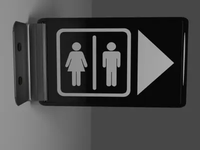 Restroom Sign - Wall Mounted 3D model