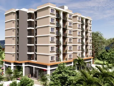 Modern Mixed-Use Apartment Building 3D model