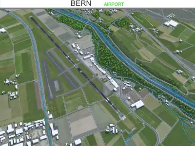 Bern Airport 10km Low-poly 3D model