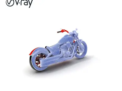 Stylish Cruiser Motorcycle Model Pack with Chrome Detailing Low-poly 3D model