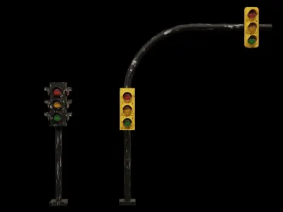 traffic light Low-poly 3D model