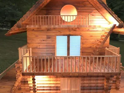 Cabin 3d model log 3D model