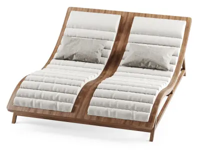 Double wooden chaise lounge  3D model