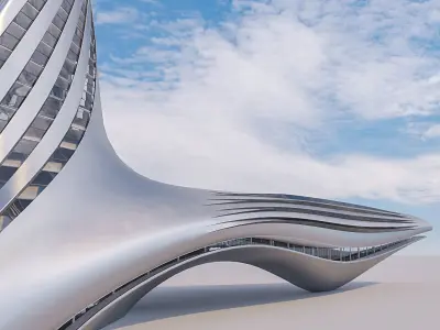 Futuristic building collection 4x 5 3D Model Pack