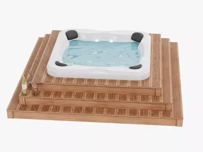 Garden Setup V14 - Sunken Hot Tub Platform with Wine Setting 3D model