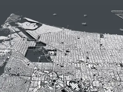 Cityscape Long Beach California USA 3D model