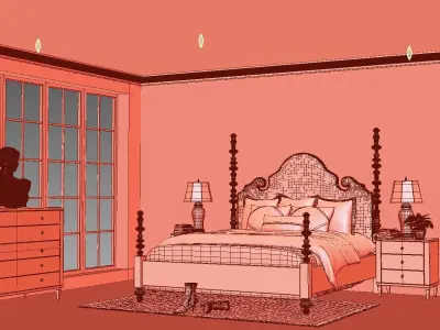 Bedroom Interior Scene for 3dsmax 2019  3D model 3D model