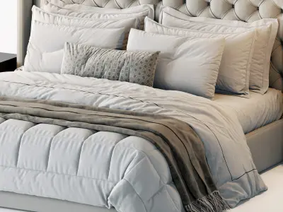 RH Adler Shelter Diamond Tufted Panel Fabric Bed 3D model