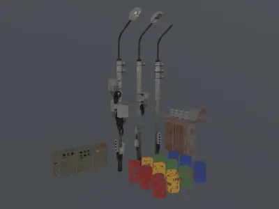 Set of low poly props Low-poly 3D model