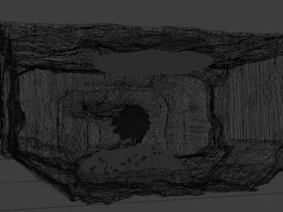 Dark cave with tree 3D model